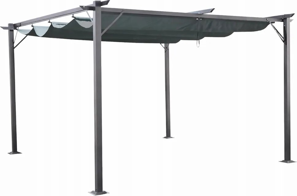 Pergola ogrodowa metalowa 3x4m z rozsuwanym dachem XT-3307B, grafitowa
