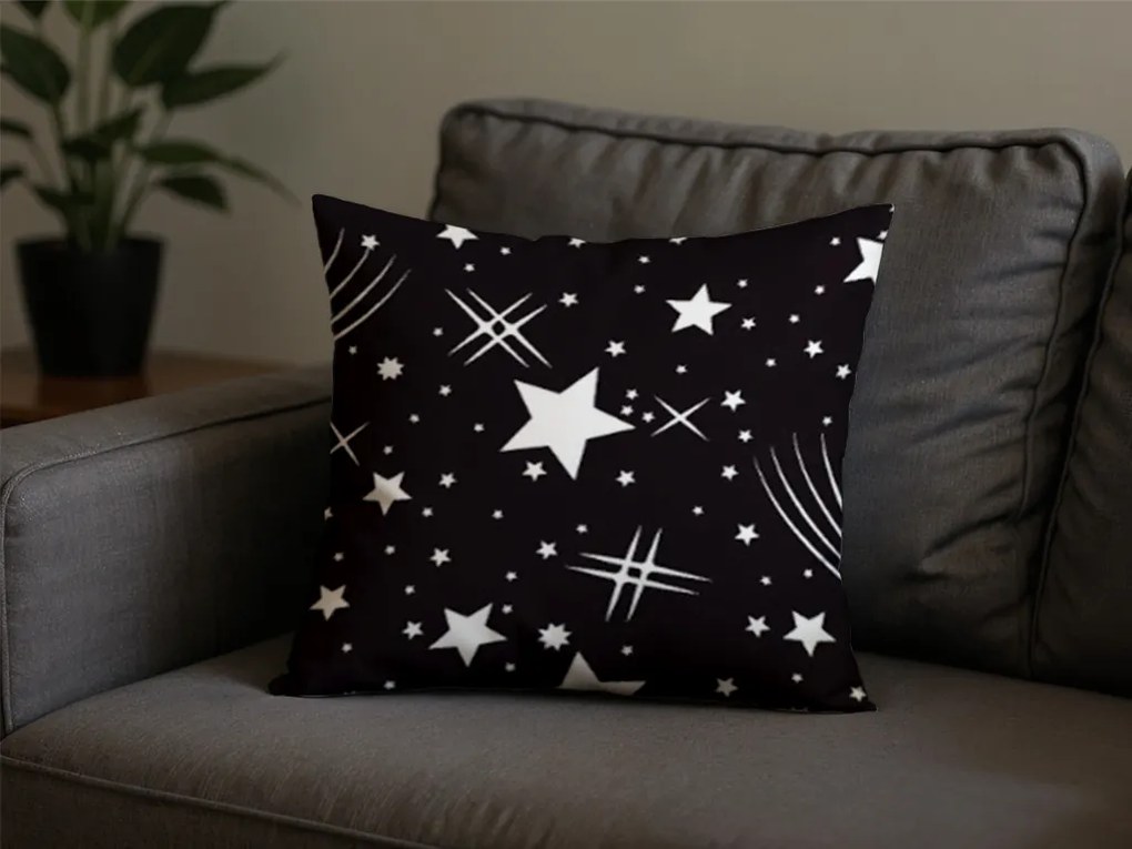 Zestaw 2 szt. dekoracyjnych poszewek na poduszki z mikrofibry NIGHT SKY 45x45 cm, czarny