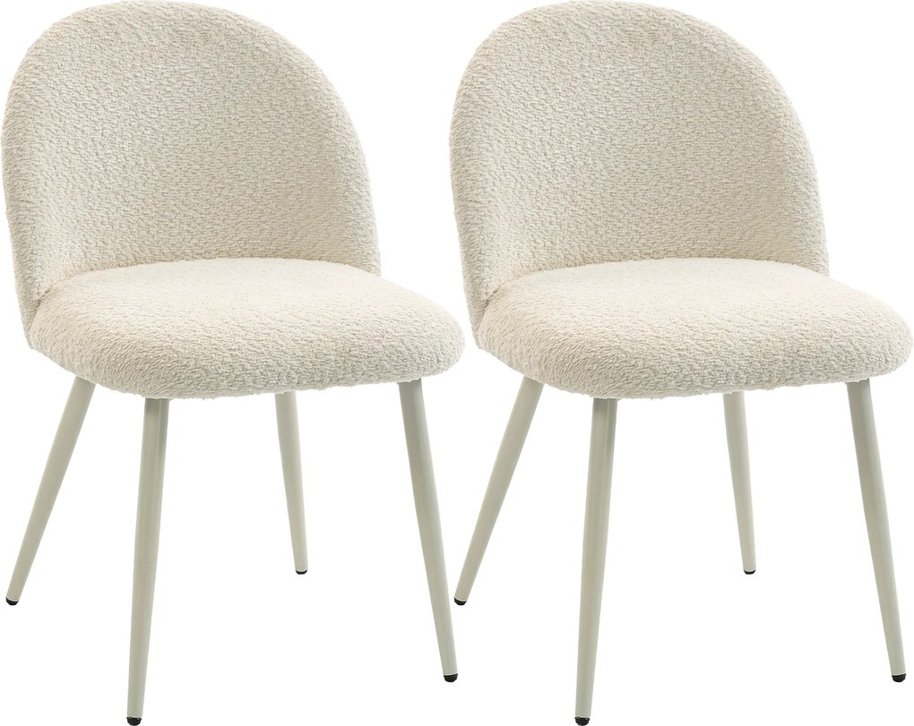 HOMCOM Krzesła do jadalni, krzesła kuchenne, miękkie tapicerowane chenille, 50,5 x 57,5 x 78,5 cm, kremowobiały | Aosom PL