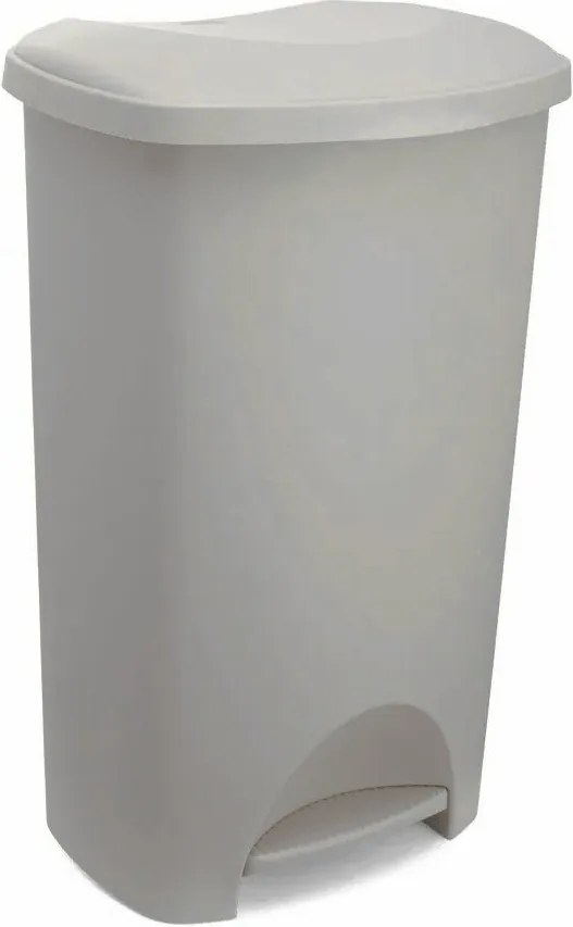 Szarobeżowy plastikowy kosz na śmieci z pedałem 50 l – Addis