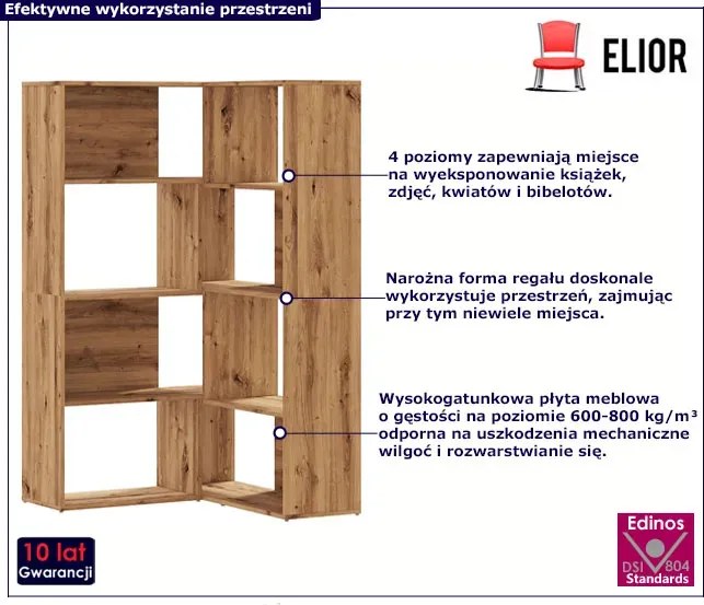 Otwarty regał narożny dąb artisan - Zorpa