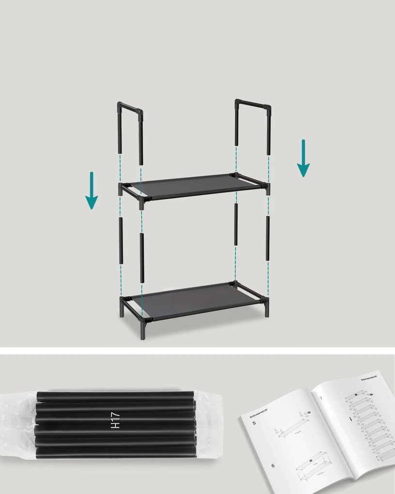 Szafka na buty z metalową ramą ORDEN, czarna