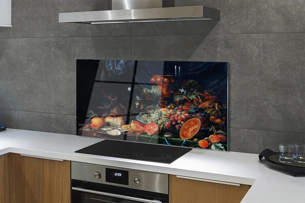 Szklany Panel Martwa Natura z Owocami