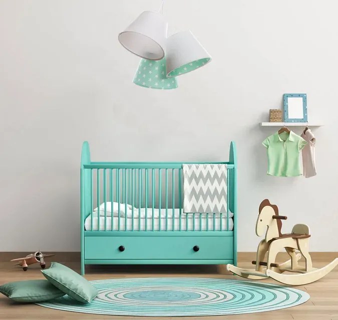 Biało-zielona dziecięca lampa wisząca w gwiazdki G4-D32