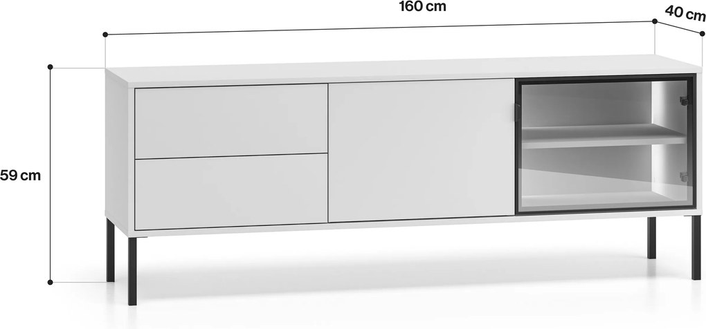 Szafka RTV Harmona 160 cm z szufladami i oświetleniem - kaszmir