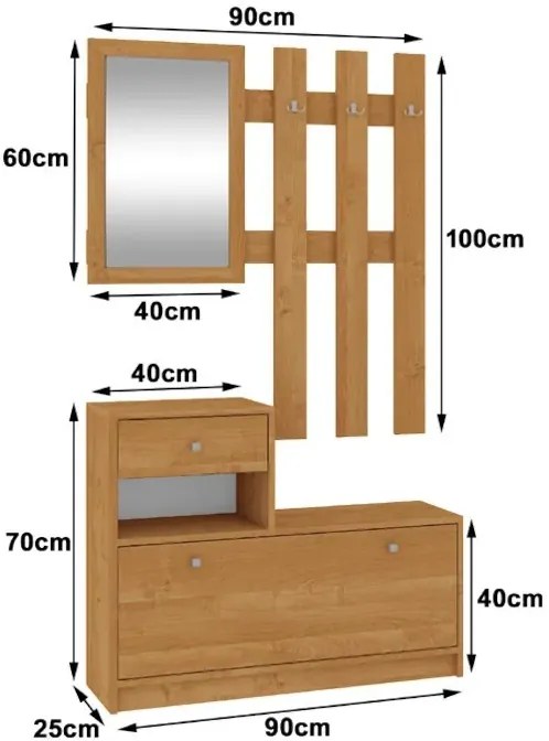 Zestaw mebli do przedpokoju w kolorze olchy F5-L21
