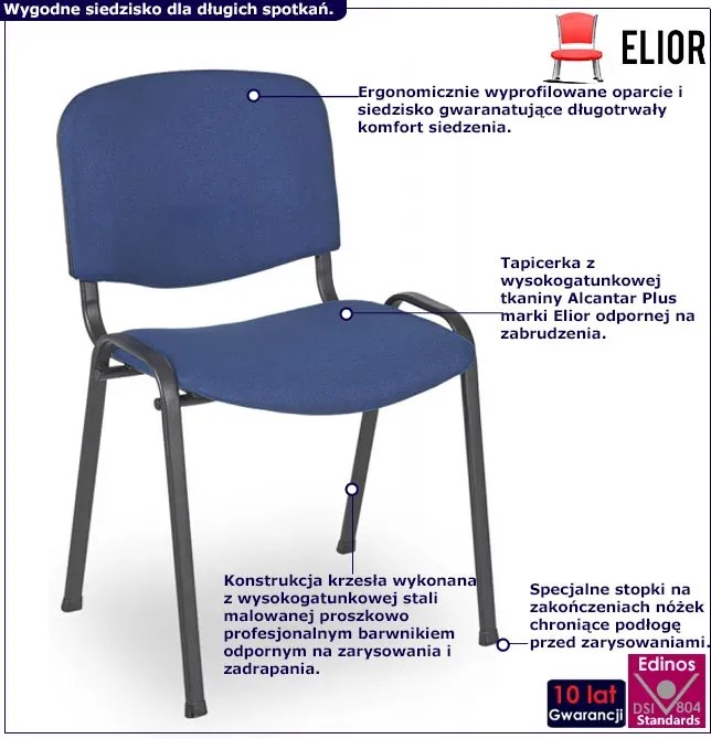 Niebieskie sztaplowane krzesło konferencyjne H4-T99