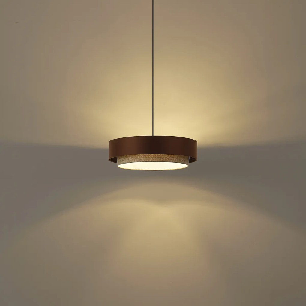 Nowoczesna lampa wisząca ciemny brąz z taupe 50 cm 3-źródła światła - Drum Duo