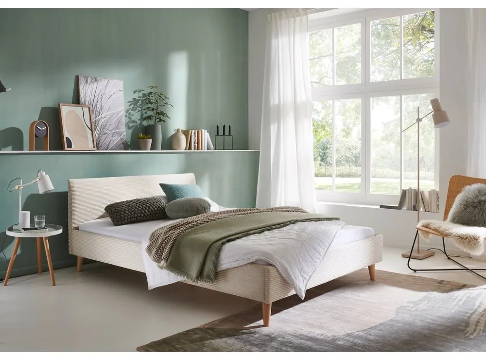 Beżowe tapicerowane łóżko dwuosobowe bez stelaża 140x200 cm Wicki – Meise Möbel