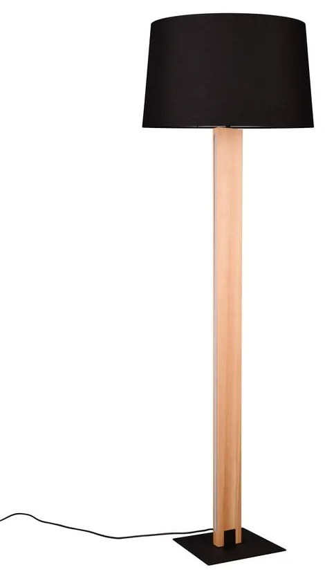 Czarno-naturalna lampa stojąca z tekstylnym kloszem (wys. 150 cm) Rahul – Trio