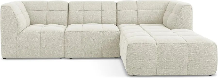 Beżowy narożnik z materiału bouclé (prawostronny/z szezlongiem) Aloha – Makamii