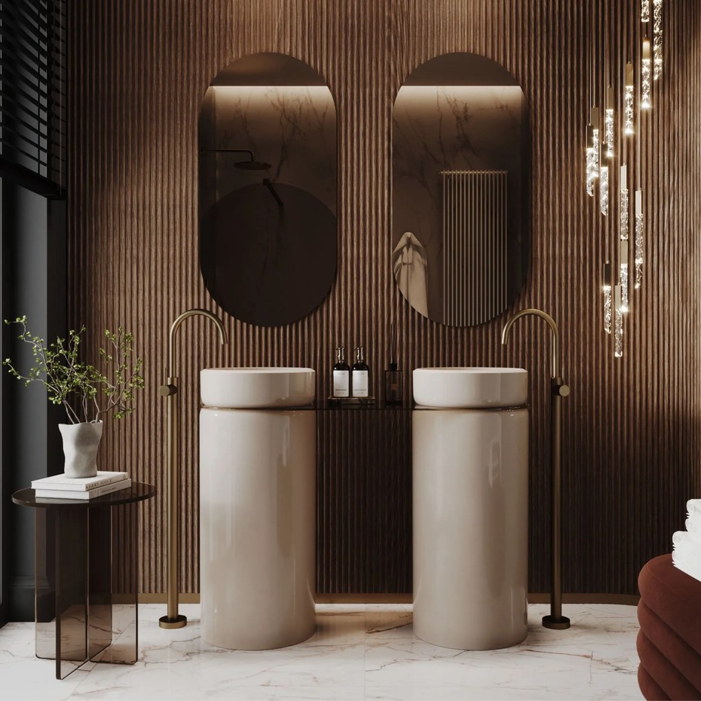 Lustro owalne bez podświetlenia symetryczne bezramowe PLATAN | Różne rozmiary | Różne kolory szkła : Kolor - Srebro, Rozmiar - 70 x 130 cm