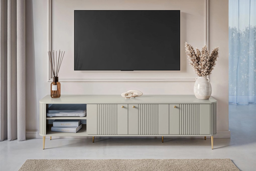 Szafka RTV Vesper 3D 187 cm - kaszmir / złote nogi