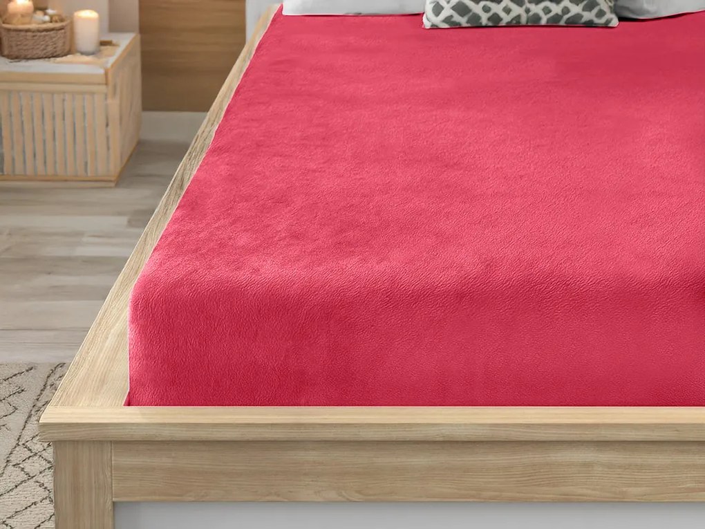 PrzytulneMieszkanie.pl Prześcieradło z mikropluszu SOFT 90x200 cm czerwone