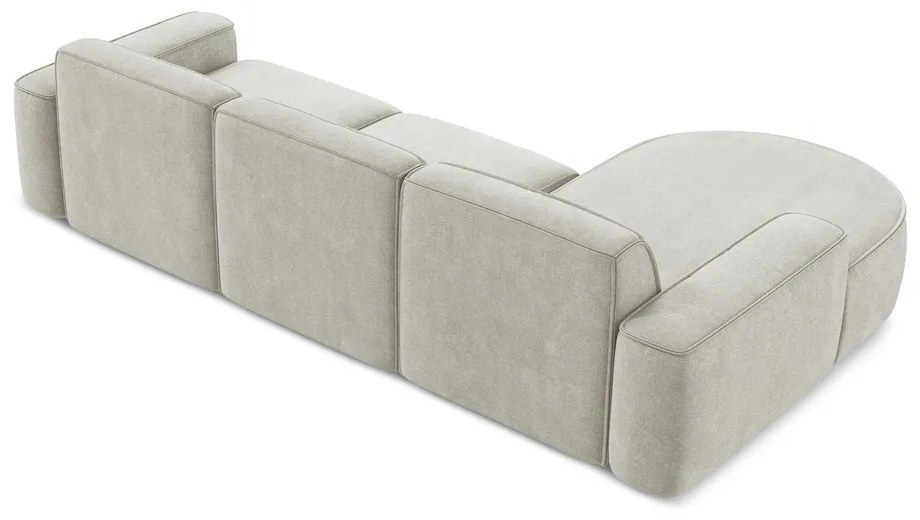 Kremowy narożnik z tkaniny szenilowej (lewostronny/z szezlongiem) Omao – Makamii