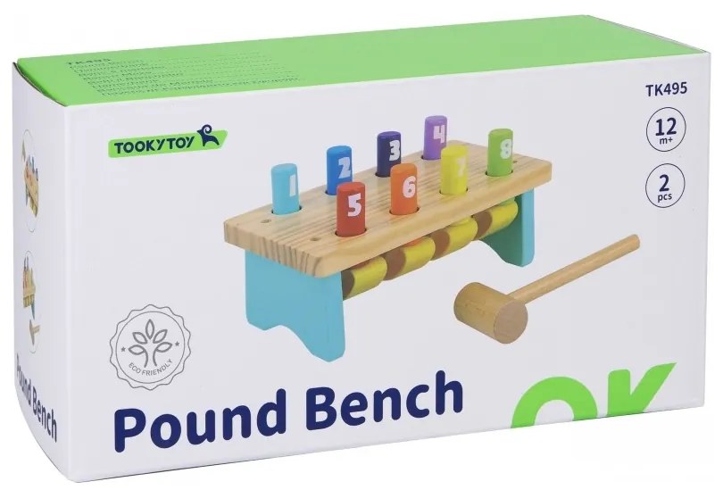 Tooky toy drewniany przebijak wbijak z młotkiem
