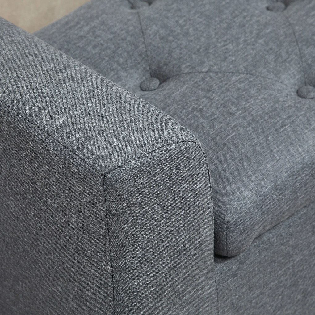 HOMCOM Ławka z miejscem do przechowywania, belastbar do 130 kg, wygląd lnu, drewno kauczukowe, 116 x 44 x 58 cm, Jasnoszary