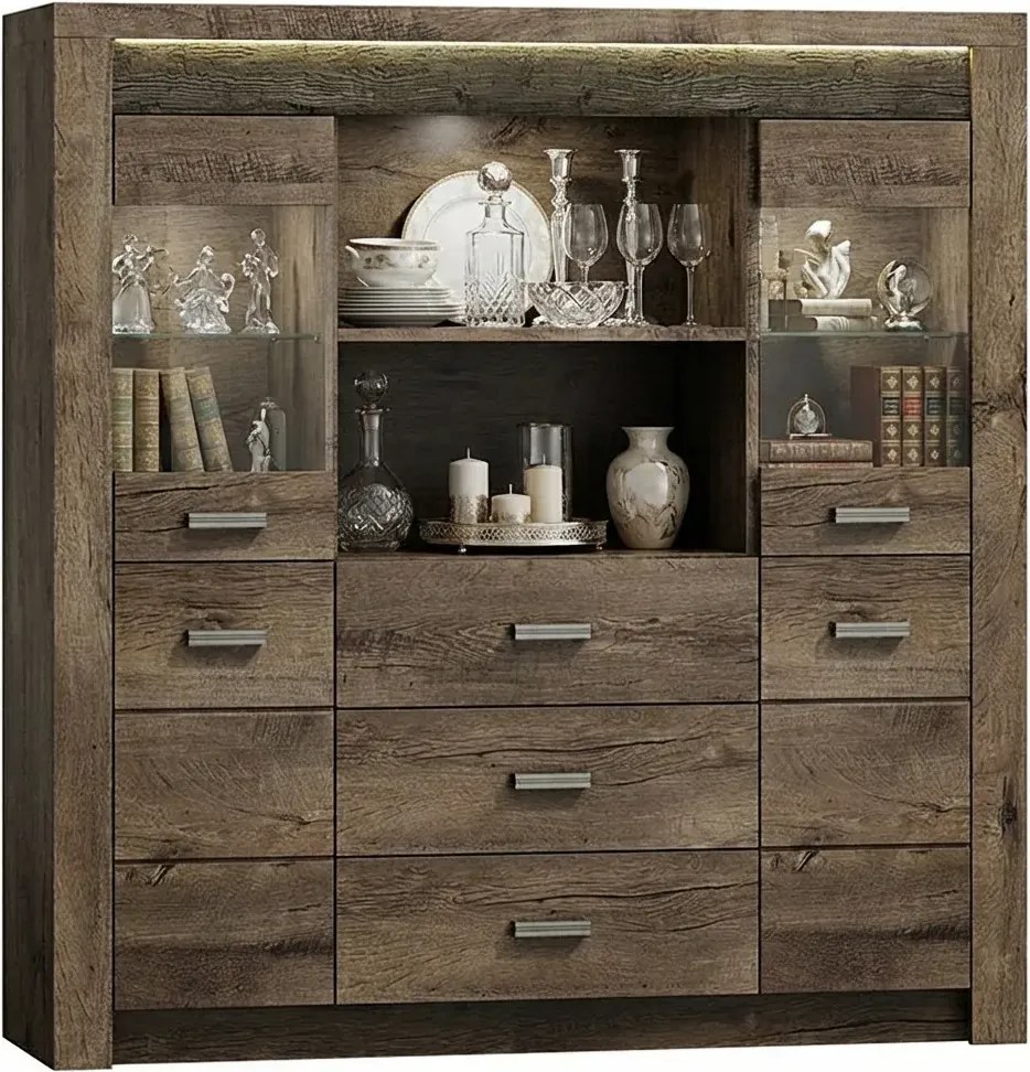 Witryna z szufladami jesion ciemny W2-Z79