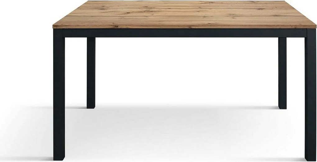 Drewniany stół, efekt dębu, antracytowa podstawa, 140x80-190x80cm długości - TROPEA