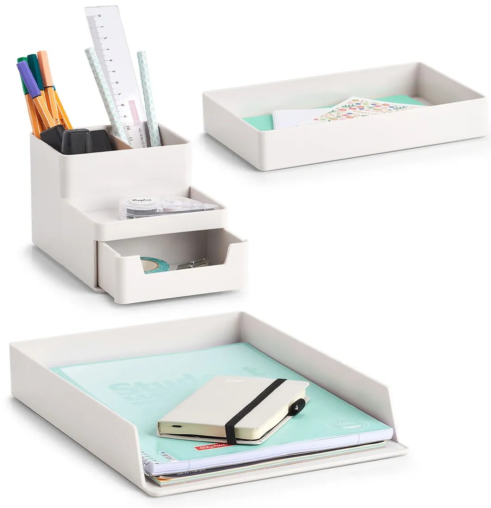 Organizer na biurko z plastiku, 11,2 x 15,5 x 9,5 cm