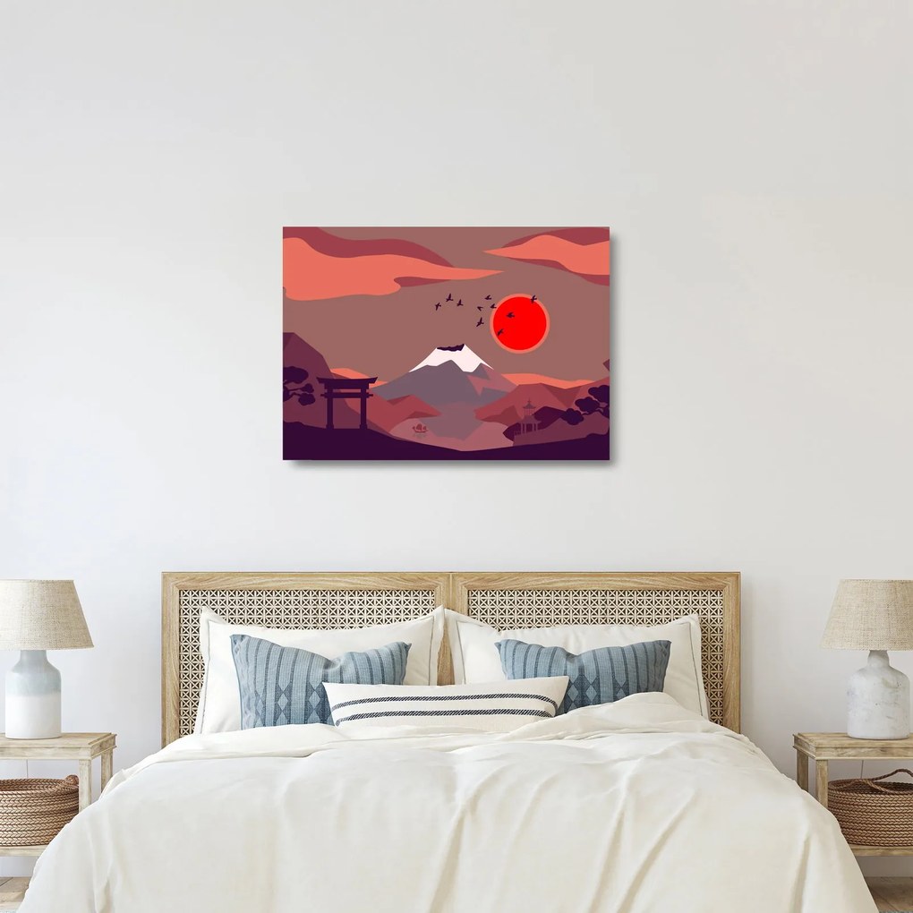 Obraz na szkle - Ilustracja góry Fuji (70x50 cm)