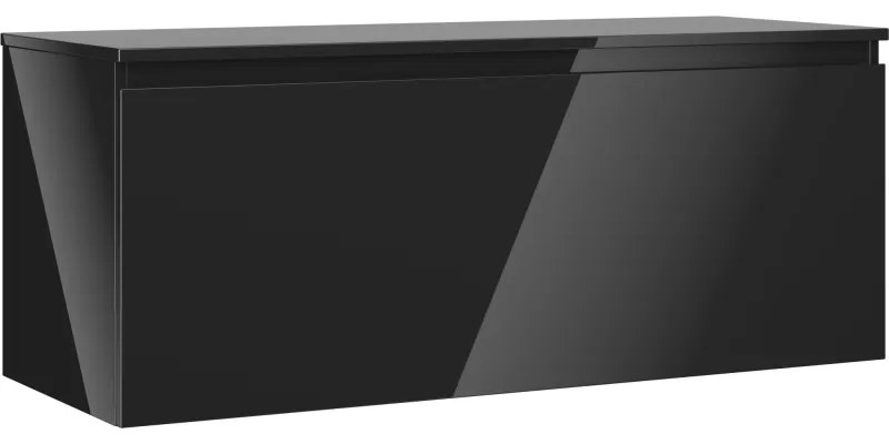 Mexen Orio szafka łazienkowa podumywalkowa 120 cm z blatem, 1 szuflada, czarna połysk - 91A10-12047-1-BFC70