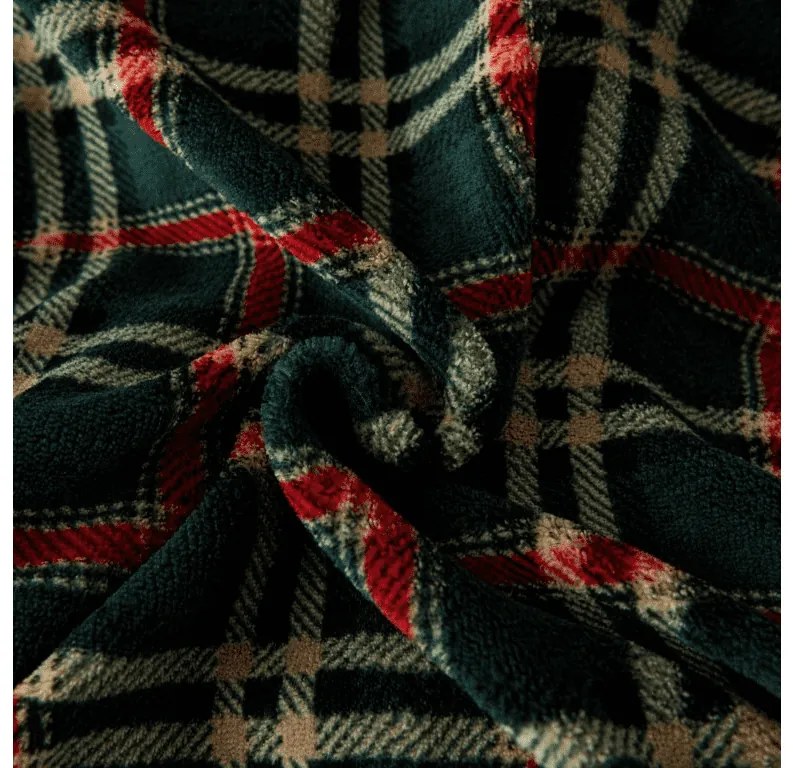 PrzytulneMieszkanie.pl PrzytulneMieszkanie.pl PrzytulneMieszkanie.pl Zestaw pościeli z mikropluszu GLENMOORE zielone + prześcieradło z mikropluszu SOFT 90x200 cm białe, pojedyncze łóżko