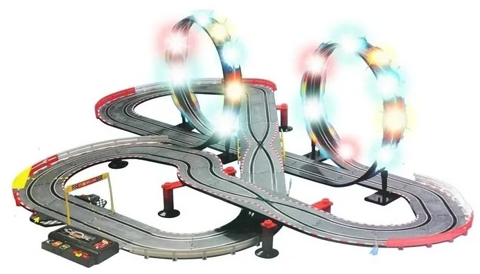 Tor wyścigowy 2 autka slot cars 1:43 pętla lampki