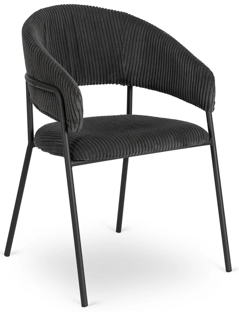 Krzesło Tapicerowane TINKA Czarne Sztruksowe Nowoczesne Loft