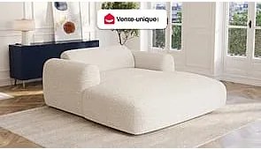 Szezlong 2-osobowy z białej bukli - POGNI marki Maison Céphy