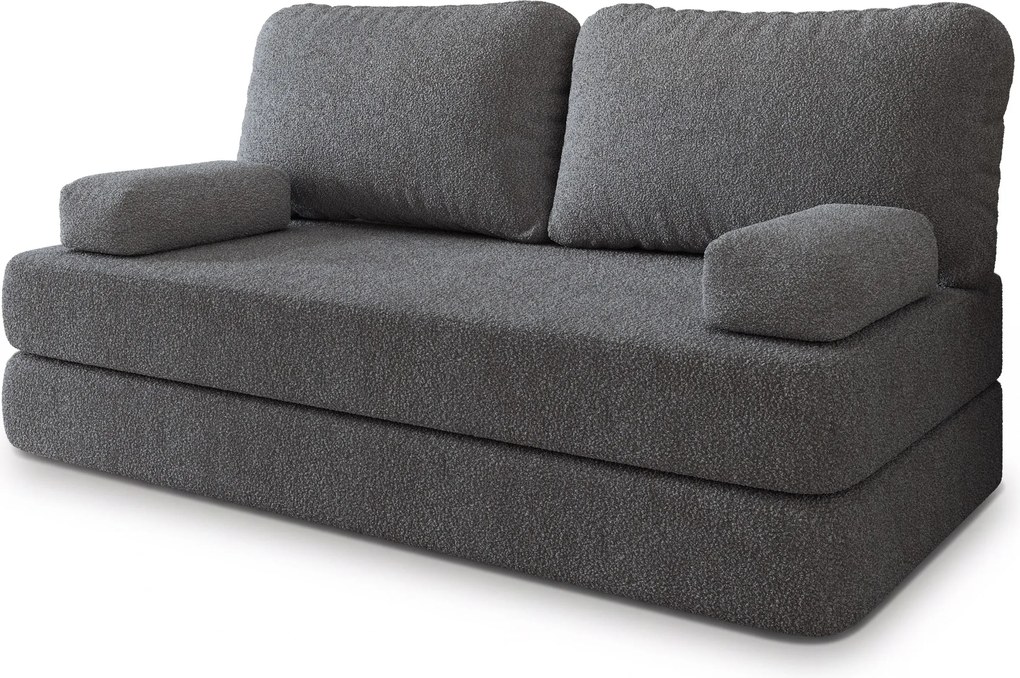 Masseno Sofa piankowa NIKSI z funkcją spania, Kanapa z pianki do salonu, Bezmontażowa, Tkanina bucle – Szary QUELLE 92