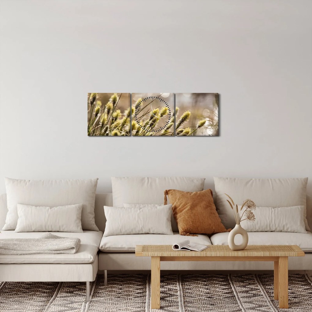 Obraz - Zieleń (z zegarem) (90x30 cm)