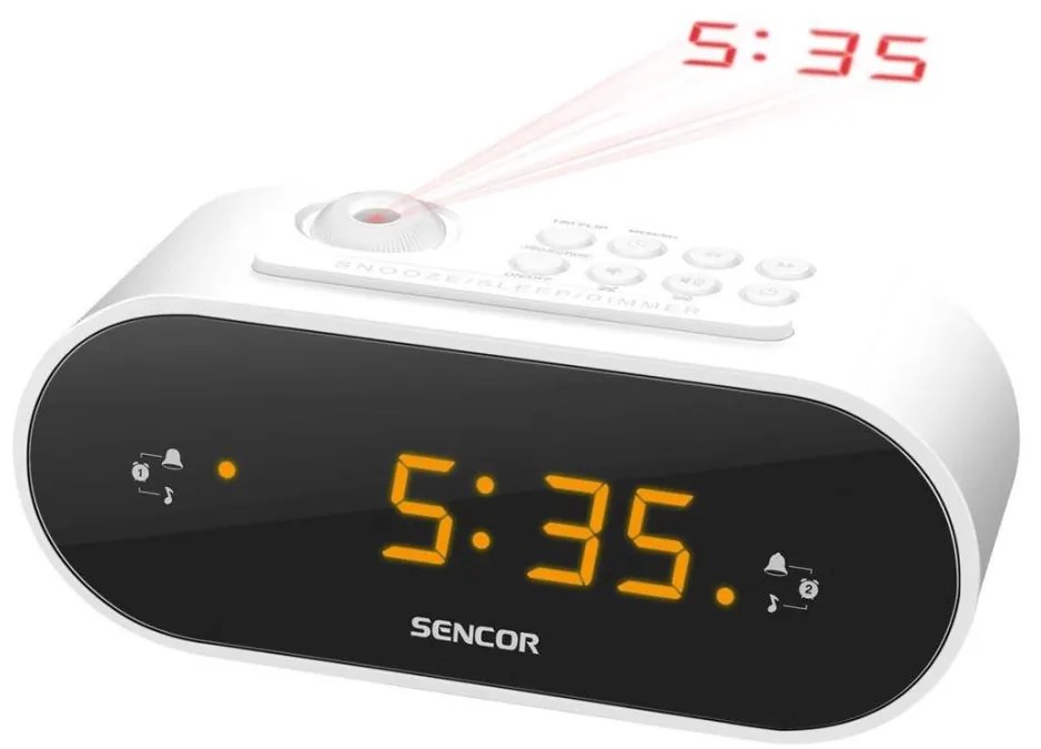 Sencor - Radiobudzik z wyświetlaczem LED i projektorem 5W/230V biały