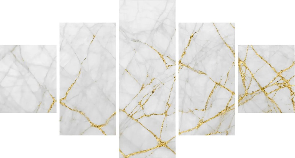 Obraz - Biało - złoty marmur (125x70 cm)