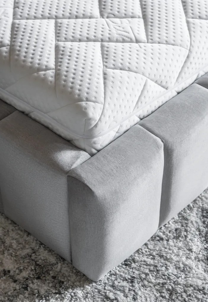 Łóżko tapicerowane LAMICA VELVET 160x200 jasnoszare z pojemnikiem ELTAP