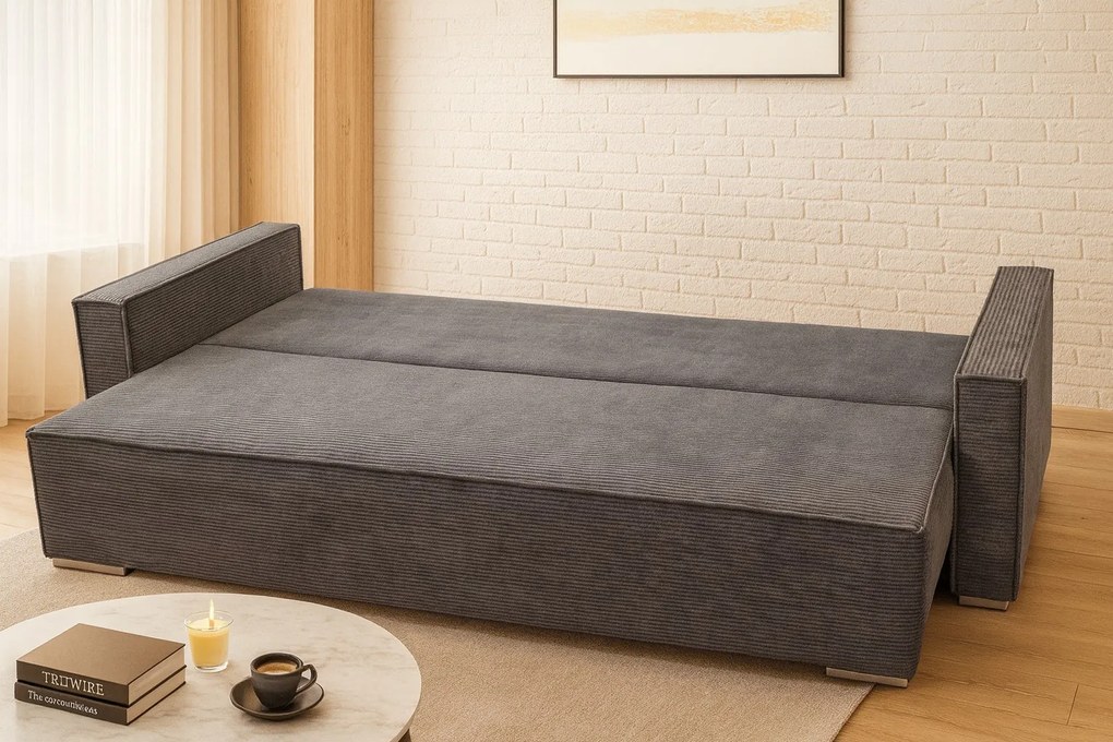 Ponadczasowa sofa z rozkładaną funkcja spania i pojemnikiem na pościel, Ella, szeroka gama kolorystyczna