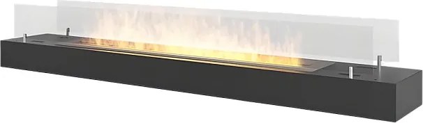 120 cm, blatowy palnik na bioetanol ze stali nierdzewnej w kolorze matowej czerni i ze szkłem