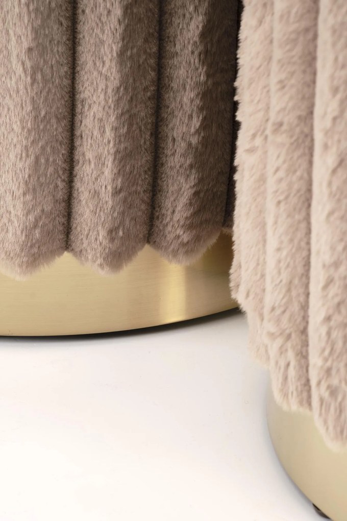 Pufy, zestaw 2 sztuk capuccino/złote FIDO ze schowkiem, plusz