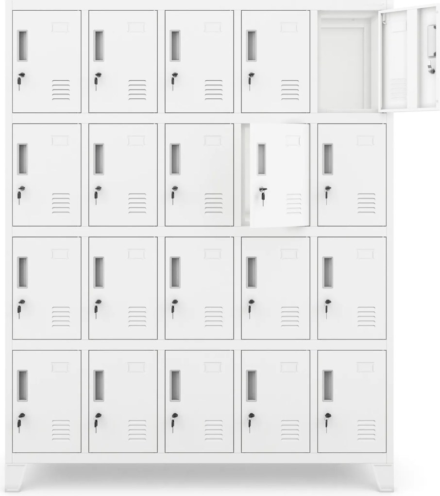 Szafa BHP 20-skrytkowa 136x45x172 cm Robert, biała