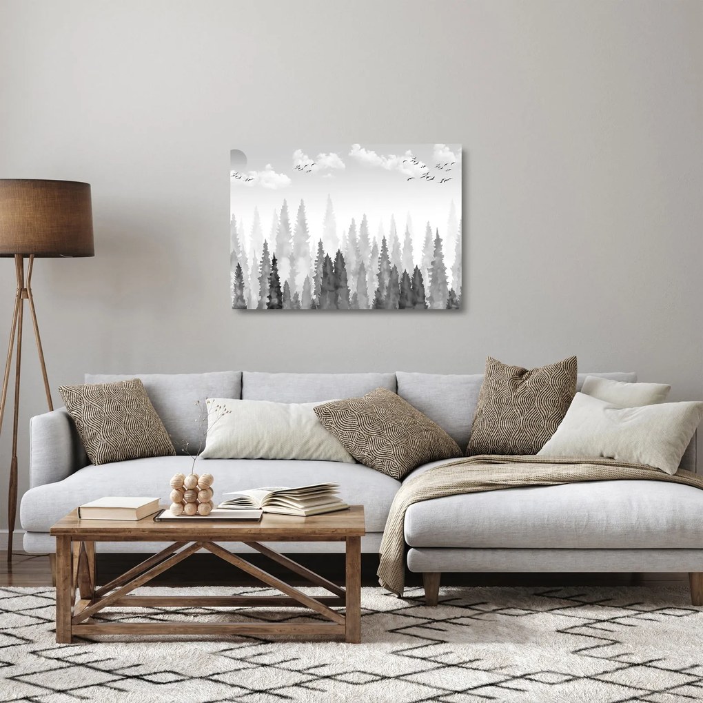 Obraz na szkle - Szczyty lasów (70x50 cm)