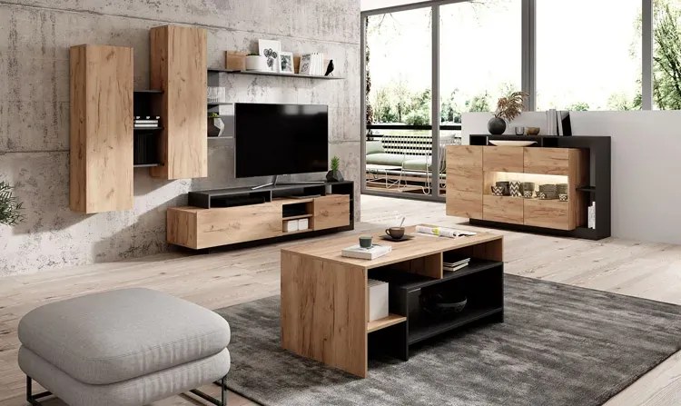 Komoda dąb craft złoty + antracyt L9-Z40