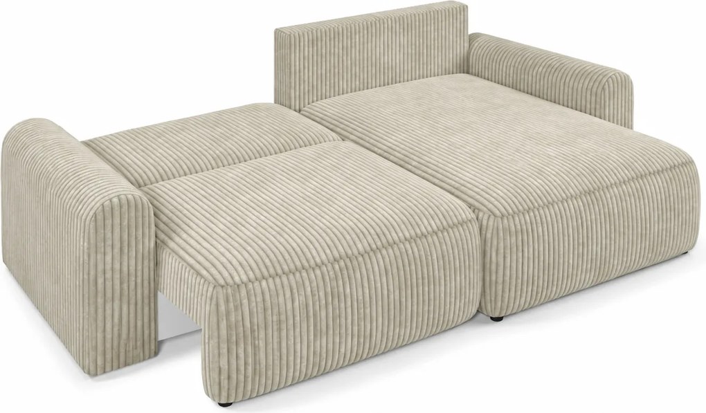 Rozkładany dwustronny zestaw wypoczynkowy w kształcie litery L NORDEN TILIA 250x140 cm, kremowy