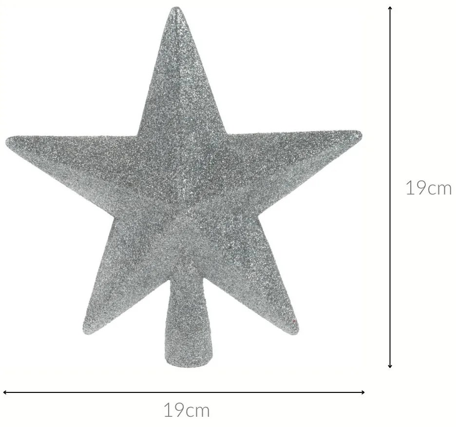 Czubek na choinkę gwiazda z brokatem, 19 cm