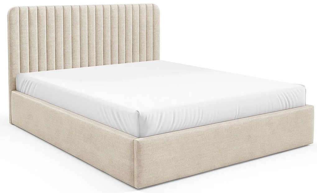 Beżowe łóżko z pikowanym zagłówkiem 3 rozmiary  P0-S18