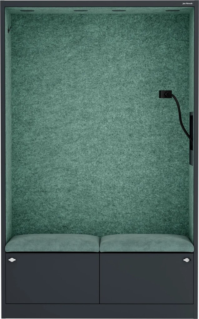 Szafa akustyczna do biura i szkoły Sally MentalBox, 115 x 40 x 185 cm, antracyt/zielony