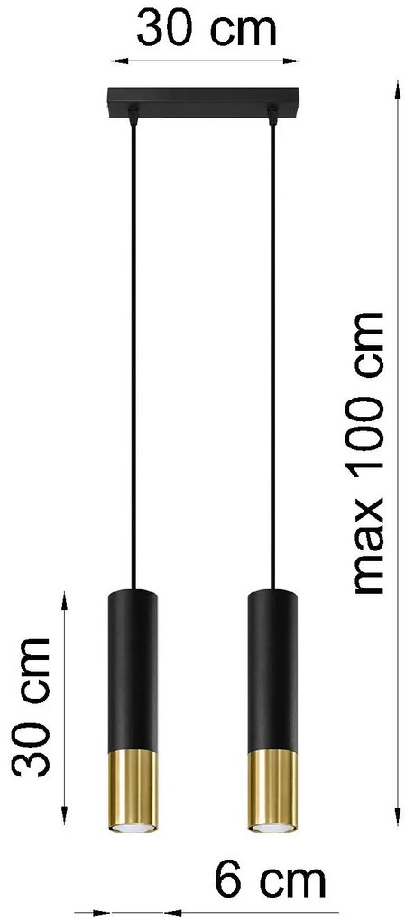 Czarno-złota lampa wisząca na stół P2-D40
