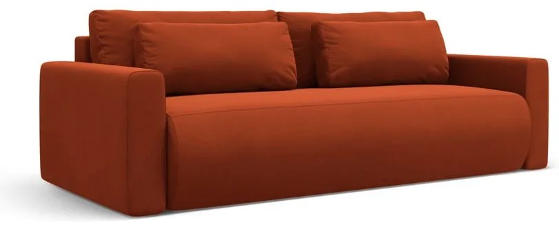 Ceglasta aksamitna rozkładana sofa ze schowkiem 238 cm Belfast – Cosmopolitan Design