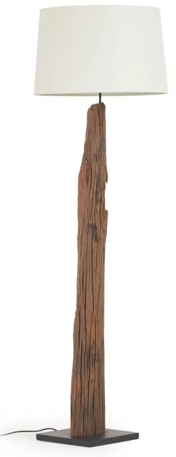 Biało-brązowa lampa stojąca z tekstylnym kloszem (wysokość 175 cm) Powell – Kave Home