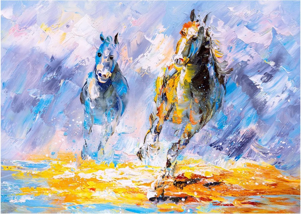 Obraz biegnących koni, obraz olejny (70x50 cm)