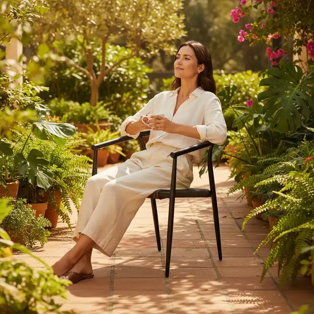 Krzesło Ogrodowe Ciemny brąz 56x61x75 cm Aluminium Plecione Brązowe Sznurki